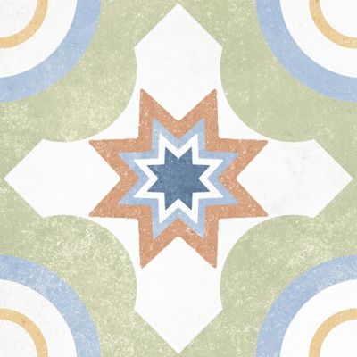 Carrelage sol et mur intérieur effet carreaux de ciment multicolores L.20 x l.20 cm x ép.7,4 mm, Liberty Multico