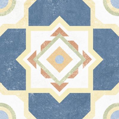 Carrelage sol et mur intérieur effet carreaux de ciment multicolores L.20 x l.20 cm x ép.7,4 mm, Liberty Multico