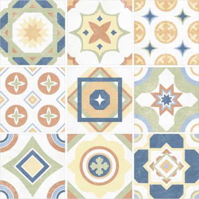 Carrelage sol et mur intérieur effet carreaux de ciment multicolores L.20 x l.20 cm x ép.7,4 mm, Liberty Multico