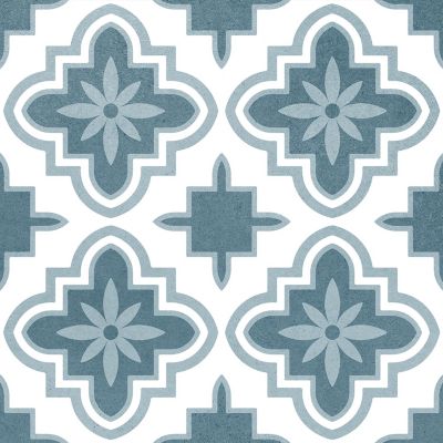 Carrelage sol et mur intérieur effet carreaux de ciment tons bleus L.20 x l.20 cm x ép.7,4 mm, Glamour Océan Mix
