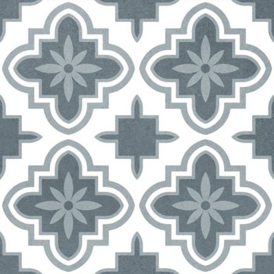 Carrelage sol et mur intérieur effet carreaux de ciment tons bleus L.20 x l.20 cm x ép.7,4 mm, Glamour Océan Mix