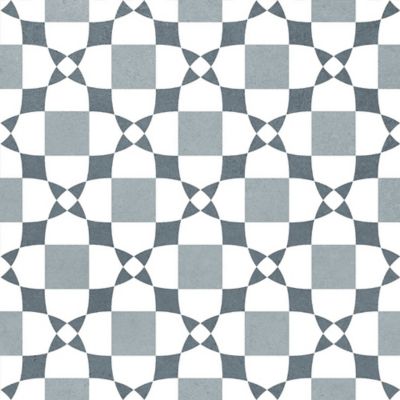 Carrelage sol et mur intérieur effet carreaux de ciment tons bleus L.20 x l.20 cm x ép.7,4 mm, Glamour Océan Mix