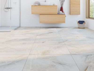 Carrelage sol et mur intérieur effet marbre beige brillant L.60 x l.60 ...