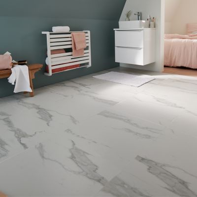 Carrelage sol et mur intérieur effet marbre blanc mat L.60 x l.60 cm x ép.9 mm, Ultimate Marble