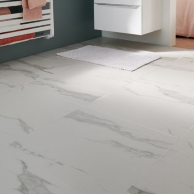 Carrelage sol et mur intérieur effet marbre blanc mat L.60 x l.60 cm x ép.9 mm, Ultimate Marble