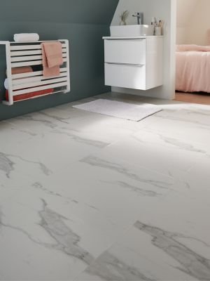 Carrelage sol et mur intérieur effet marbre blanc mat L.60 x l.60 cm x ép.9 mm, Ultimate Marble