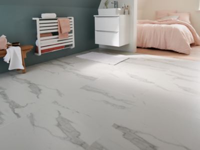 Carrelage sol et mur intérieur effet marbre blanc mat L.60 x l.60 cm x ép.9 mm, Ultimate Marble
