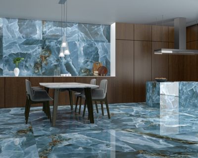 Carrelage sol et mur intérieur effet marbre bleu poli L.120 x l.60 cm x ép.10,5 mm, Iceland