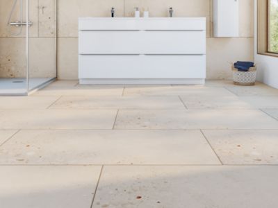 Carrelage sol et mur intérieur effet pierre beige L.120 x l.60 cm x ép.9,5 mm, Illusion