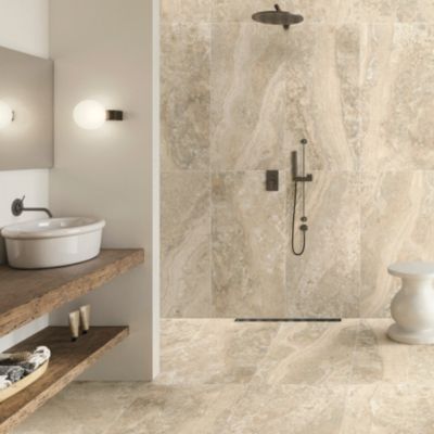 Carrelage sol et mur intérieur effet pierre beige L.120 x l.60 cm x ép.9 mm, Siena