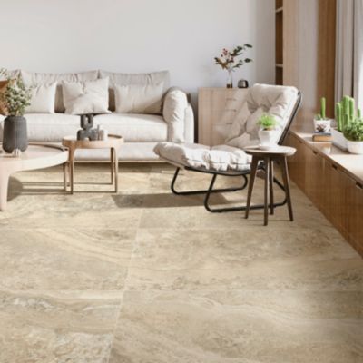 Carrelage sol et mur intérieur effet pierre beige L.120 x l.60 cm x ép.9 mm, Siena