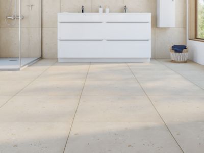 Carrelage sol et mur intérieur effet pierre beige L.60 x l.60 cm x ép.9,5 mm, Illusion
