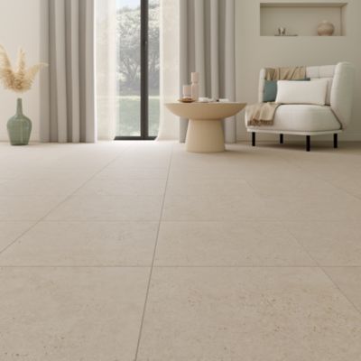 Carrelage sol et mur intérieur effet pierre beige mat L.45 x l.45 cm x ép.8,5 mm, Rodas