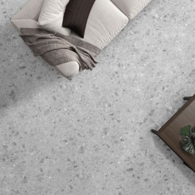 Carrelage sol et mur intérieur effet pierre gris clair L.60 x l.60 cm x ép.10 mm, Geotech