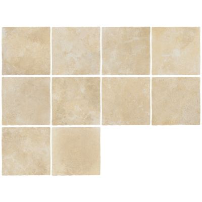 Carrelage sol et mur intérieur effet pierre ivoire mat L.50 x l.50 cm x ép.9 mm, Sunstone