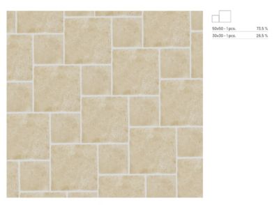 Carrelage sol et mur intérieur effet pierre ivoire mat L.50 x l.50 cm x ép.9 mm, Sunstone