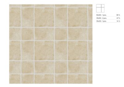 Carrelage sol et mur intérieur effet pierre ivoire mat L.50 x l.50 cm x ép.9 mm, Sunstone