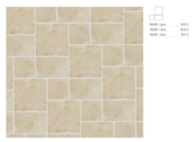 Carrelage sol et mur intérieur effet pierre ivoire mat L.50 x l.50 cm x ép.9 mm, Sunstone