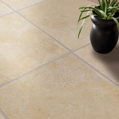 Carrelage sol et mur intérieur effet pierre ivoire mat L.50 x l.50 cm x ép.9 mm, Sunstone