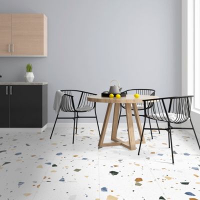 Carrelage sol et mur intérieur effet terrazzo L.60 x l.60 cm x ép.10 mm, Neotech Terazo
