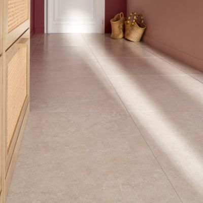 Carrelage sol et mur intérieur en grès cérame effet pierre beige mat L.60 x l.60 cm x ép.9 mm, Basilea