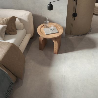 Carrelage sol et mur intérieur en grès cérame émaillé effet béton gris L.60,9 x l.60,9 cm x ép. 7,4 mm