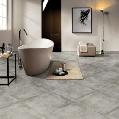 Carrelage sol et mur intérieur en grès cérame émaillé effet béton gris L.60 x l.60 cm x ép.8 mm Malt