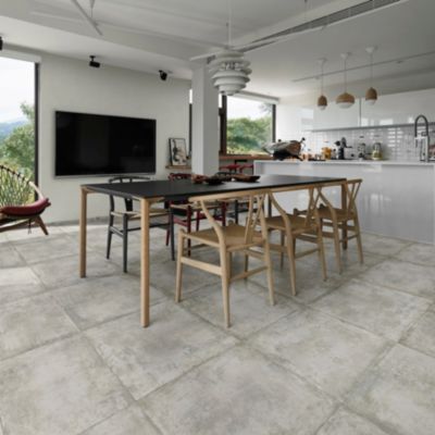 Carrelage sol et mur intérieur en grès cérame émaillé effet béton gris L.60 x l.60 cm x ép.8 mm Malt