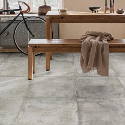 Carrelage sol et mur intérieur en grès cérame émaillé effet béton gris L.60 x l.60 cm x ép.8 mm Malt