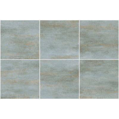 Carrelage sol et mur intérieur en grès cérame émaillé effet béton vert sauge mat L.60 x l.60 cm x ép.7,4 mm, Upper