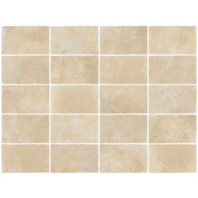 Carrelage sol et mur intérieur en grès cérame émaillé effet pierre ivoire mat L.50 x l.30 cm x ép.9 mm, Sunstone