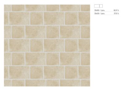 Carrelage sol et mur intérieur en grès cérame émaillé effet pierre ivoire mat L.50 x l.30 cm x ép.9 mm, Sunstone