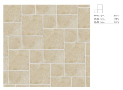 Carrelage sol et mur intérieur en grès cérame émaillé effet pierre ivoire mat L.50 x l.30 cm x ép.9 mm, Sunstone
