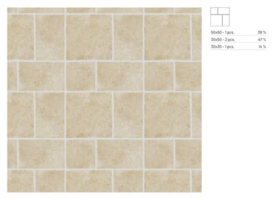 Carrelage sol et mur intérieur en grès cérame émaillé effet pierre ivoire mat L.50 x l.30 cm x ép.9 mm, Sunstone