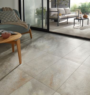 Carrelage sol et mur intérieur/extérieur aspect pierre beige 30 x 60 cm