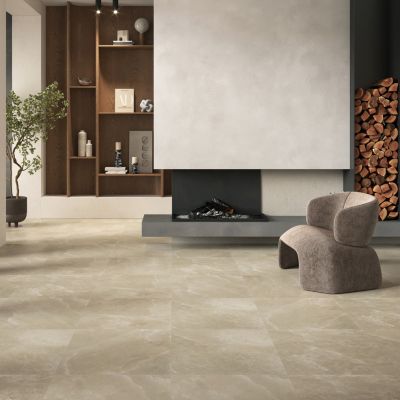 Carrelage sol et mur intérieur grège effet pierre L.60 x l.60 cm x ép.7,4 mm, Himalaya