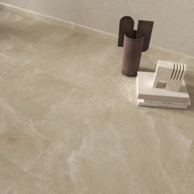 Carrelage sol et mur intérieur grège effet pierre L.60 x l.60 cm x ép.7,4 mm, Himalaya