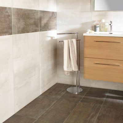 Carrelage sol et mur intérieur grès cérame blanc effet pierre l.30 x L.60 cm, Dourtio