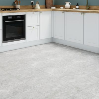 Carrelage sol et mur intérieur gris clair effet pierre L.45 x l.45 cm x ép.9,1 mm, Limo