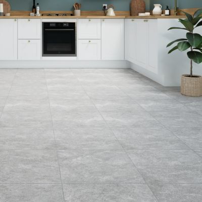 Carrelage sol et mur intérieur gris clair effet pierre L.45 x l.45 cm x ép.9,1 mm, Limo