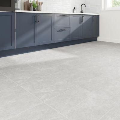 Carrelage sol et mur intérieur gris clair effet pierre L.45 x l.45 cm x ép.9,1 mm, Limo