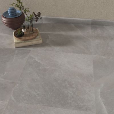 Carrelage sol et mur intérieur gris clair effet pierre L.60 x l.60 cm x ép.7,4 mm, Himalaya