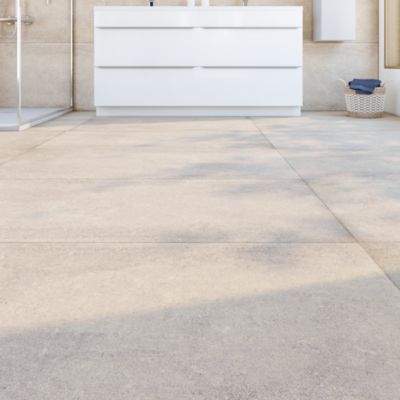 Carrelage sol et mur intérieur gris clair mat effet pierre L.120 x l.60 cm x ép.9 mm, Cemlam