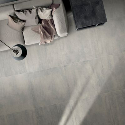 Carrelage sol et mur intérieur gris clair mat effet pierre L.90 x l.90 cm x ép.9 mm, Cemlam