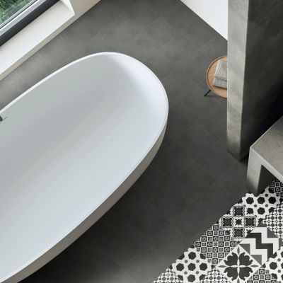 Carrelage sol et mur intérieur gris foncé effet ciment L.20 x l.20 cm x ép.7,4 mm, Glamour Slate