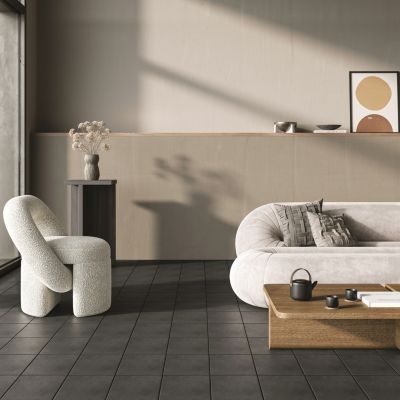 Carrelage sol et mur intérieur gris foncé effet ciment L.20 x l.20 cm x ép.7,4 mm, Glamour Slate