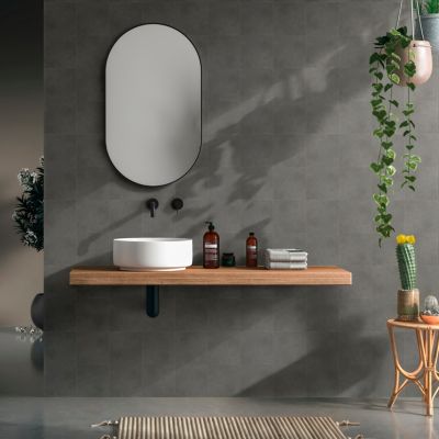 Carrelage sol et mur intérieur gris foncé effet ciment L.20 x l.20 cm x ép.7,4 mm, Glamour Slate