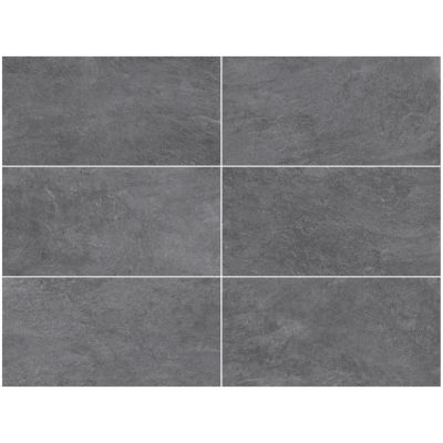 Carrelage sol et mur intérieur gris foncé effet pierre L.60,4 x l.30 cm x ép.7,4 mm, Mitha