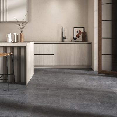 Carrelage sol et mur intérieur gris foncé effet pierre L.60,4 x l.30 cm x ép.7,4 mm, Mitha