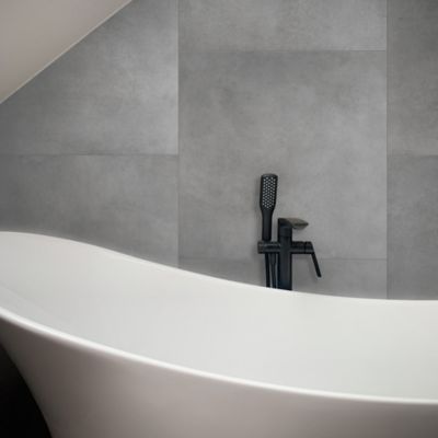 Carrelage sol et mur intérieur gris mat effet béton L.61,6 x l.61,6 cm x ép.8,5 mm, Konkrete